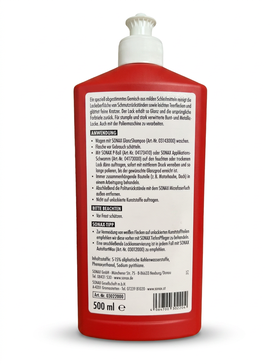 SONAX LackReiniger (500 ml) – Intensiv-Reinigung & Glanz Art. 03022000