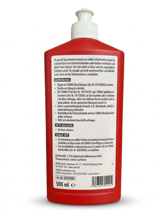 SONAX LackReiniger (500 ml) – Intensiv-Reinigung & Glanz Art. 03022000