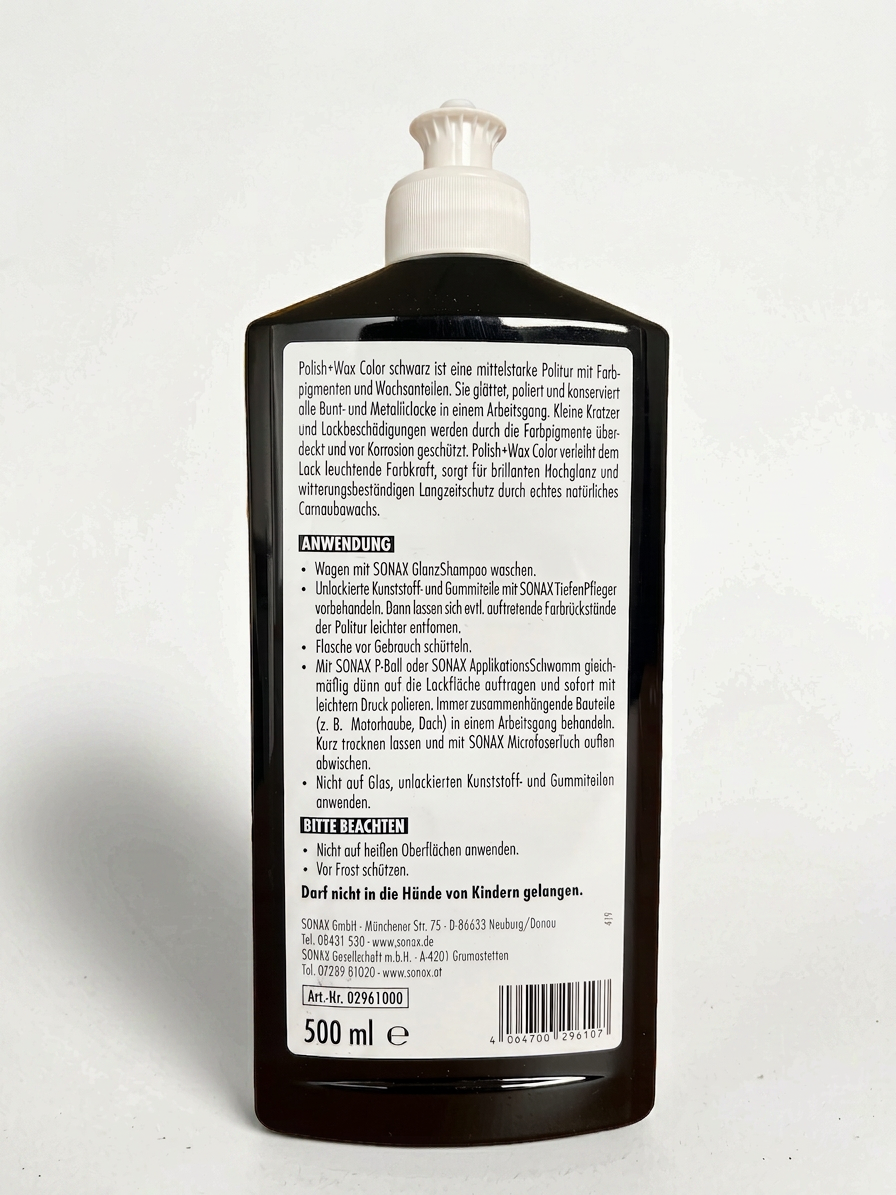 SONAX Polish & Wax Color Schwarz (500 ml) – NanoPro Art. 02961000
