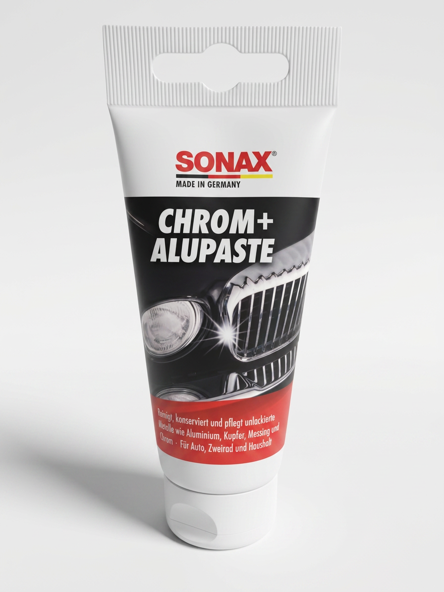 SONAX Chrom- & Alupaste – 75ml Tube – Art. 308000 – Metall-Hochglanzpolitur