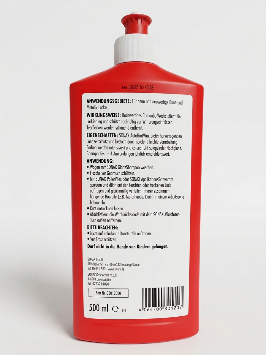 SONAX AutoHartWax (500 ml) – Flüssiges Hartwachs Art. 03012000