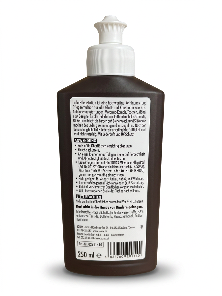 SONAX LederPflegeLotion 250ml | Art. 291141 UV-Schutz