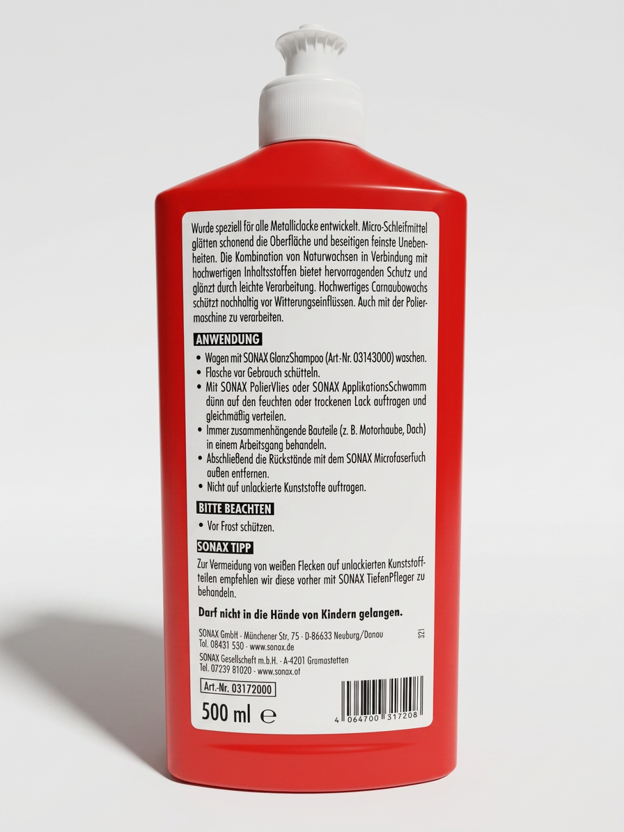 SONAX MetallicHochglanz Politur (500 ml) – Spiegelglanz & Schutz Art. 03172000
