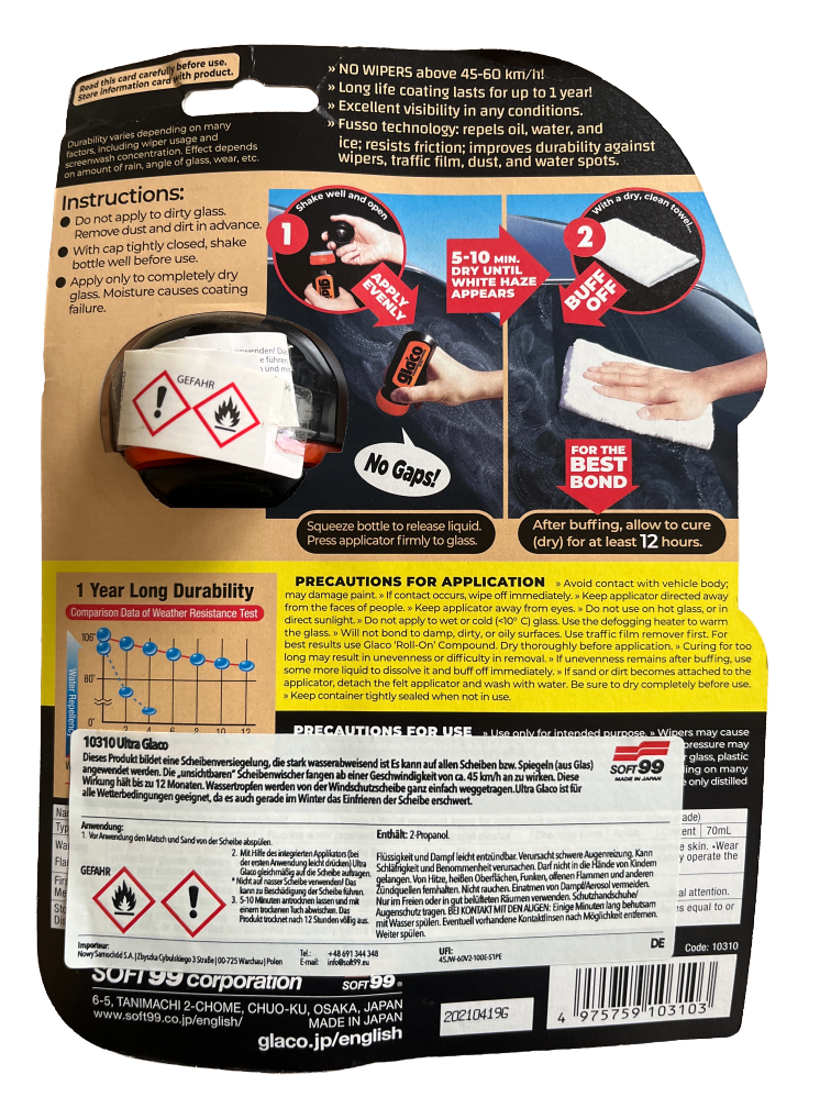Glasmantel SOFT99 Ultra Glaco Glass Coating - 70ml