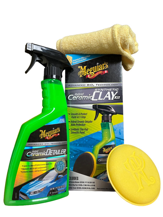 Meguiars Hybrid Ceramic Synthetic Clay Kit Detailer  Clay-Pad  Mikrofasertuch