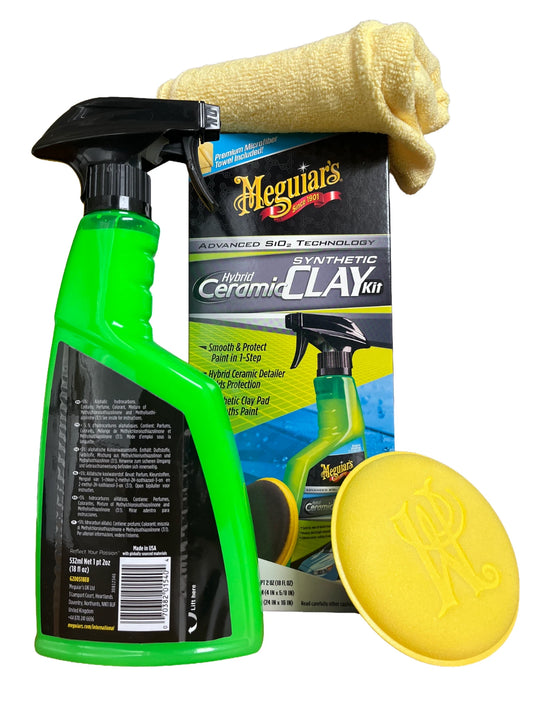 Meguiars Hybrid Ceramic Synthetic Clay Kit Detailer  Clay-Pad  Mikrofasertuch